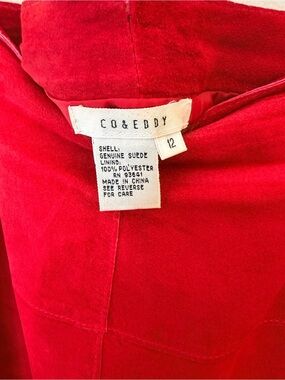 Co & Eddy Red Suede Midi Skirt